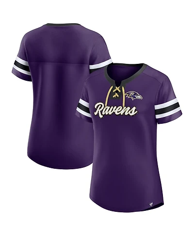 Women's Fanatics Purple Baltimore Ravens Plus Size Original State Lace-Up T-shirt