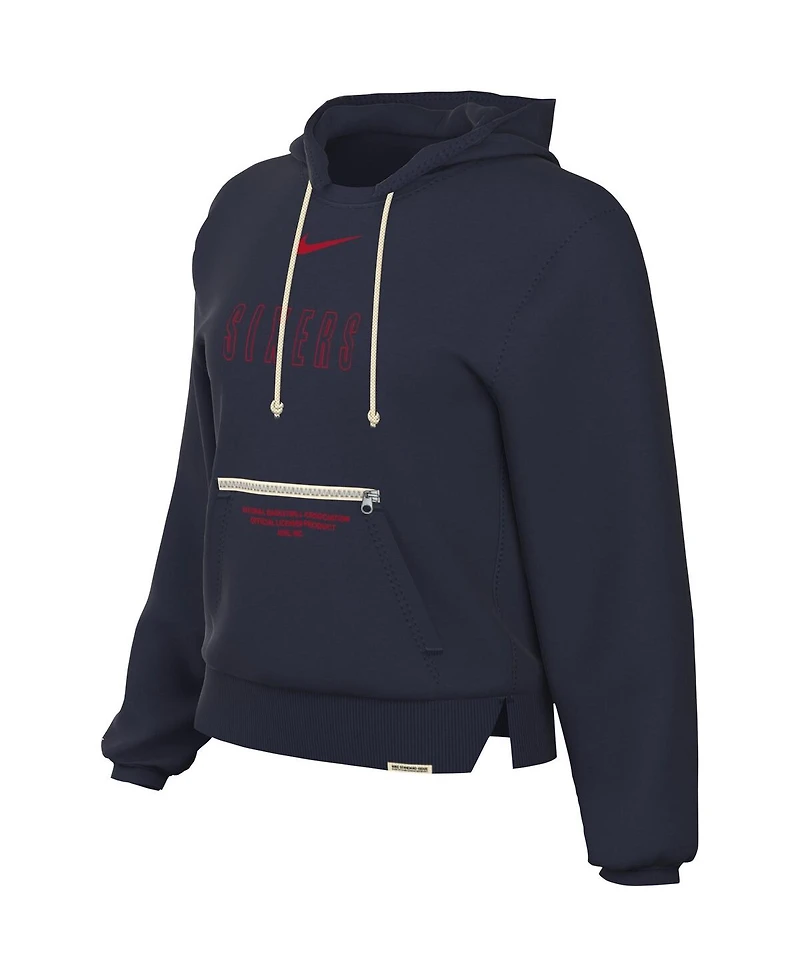 Women's Nike Navy Philadelphia 76ers Courtside Standard Issue Performance Pullover Hoodie