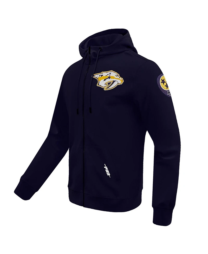 Men's Pro Standard Navy Nashville Predators Classic Chenille Full-Zip Hoodie Jacket