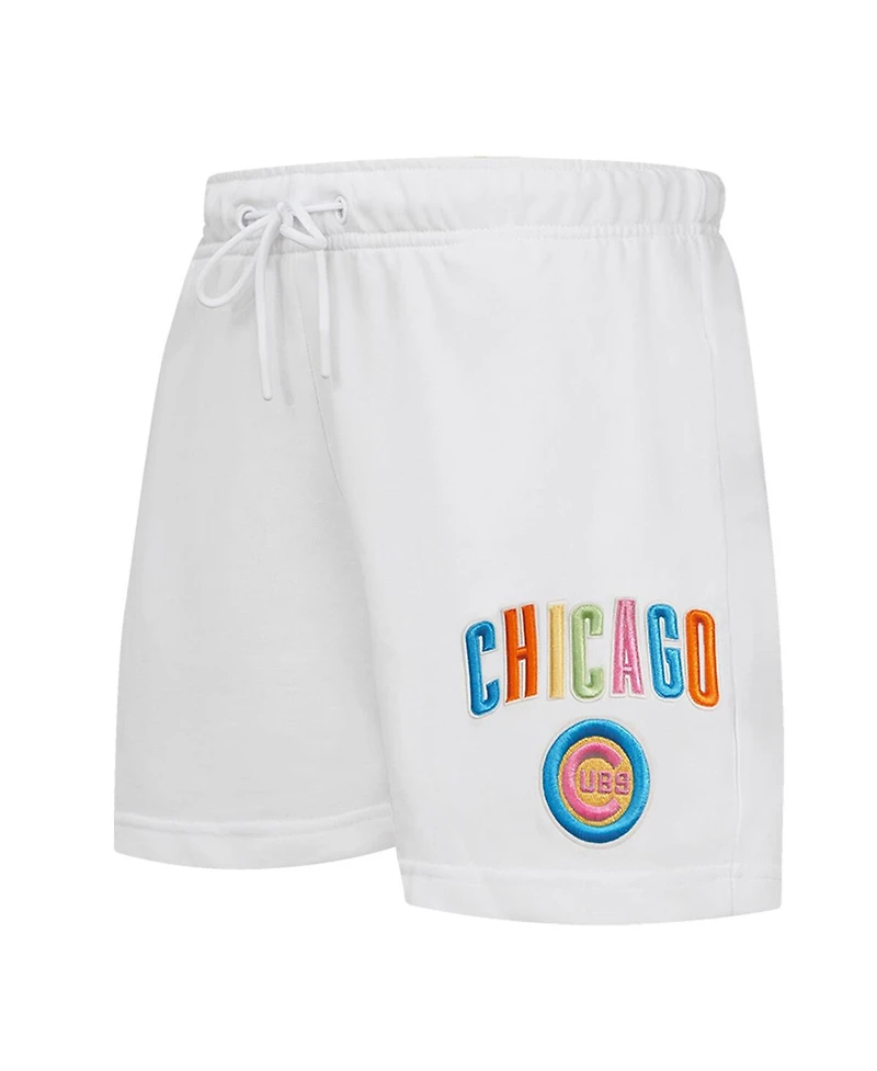 Women's Pro Standard White Chicago Cubs Washed Neon Shorts