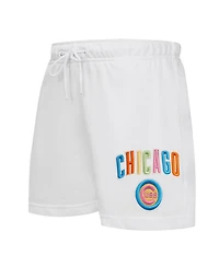 Women's Pro Standard White Chicago Cubs Washed Neon Shorts