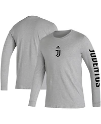 Men's adidas Heather Gray Juventus Team Crest Long Sleeve T-shirt