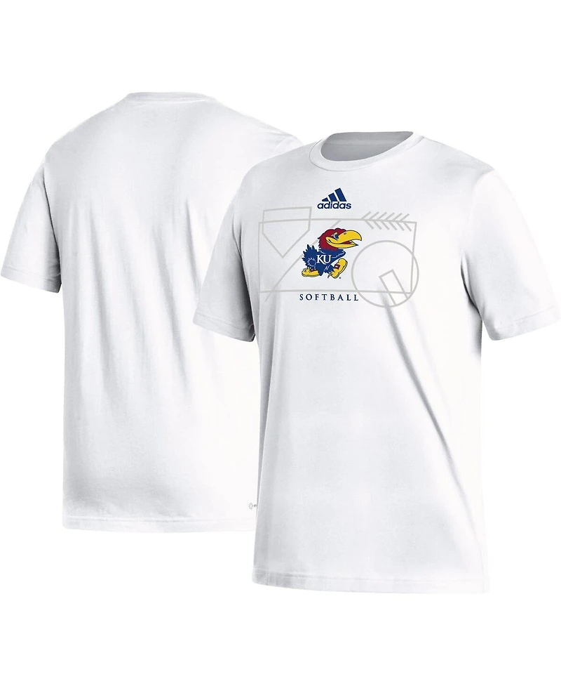 Men's adidas White Kansas Jayhawks Locker Lines Softball Fresh T-shirt