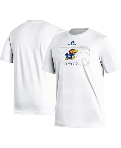 Men's adidas White Kansas Jayhawks Locker Lines Softball Fresh T-shirt