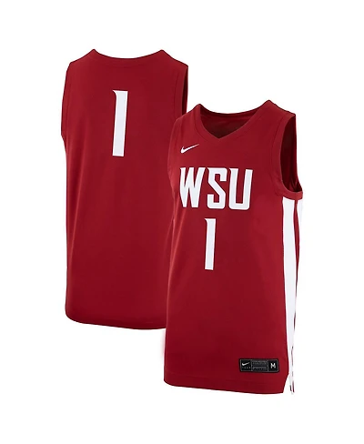 Men's Nike #1 Crimson Washington State Cougars Logo Replica Basketball Jersey
