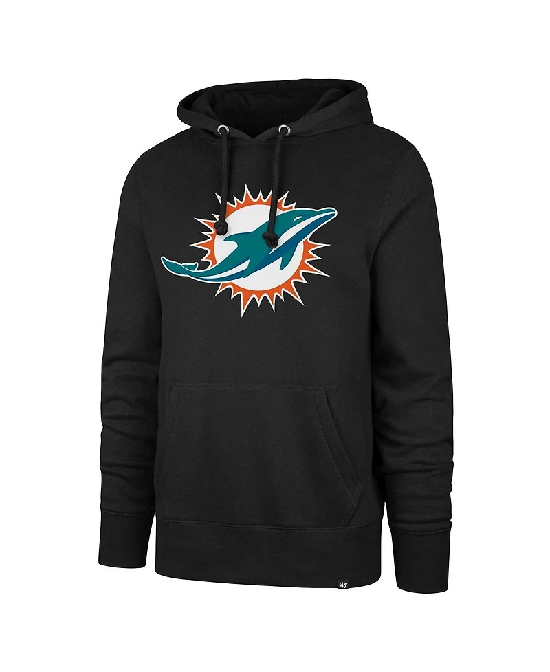 Men's '47 Brand Black Miami Dolphins Imprint Headline Pullover Hoodie