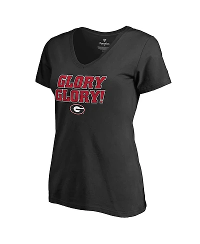 Women's Fanatics Black Georgia Bulldogs Hometown Collection Glory Glory V-Neck T-shirt