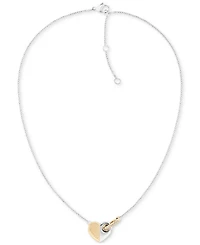 Tommy Hilfiger Two-Tone Stainless Steel Pave Ring & Heart Pendant Necklace, 16" + 2" extender