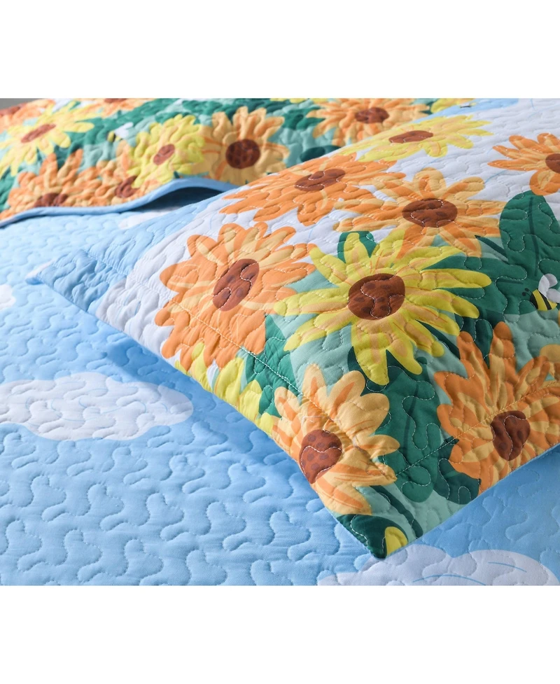 MarCielo 100% Cotton Kids Quilt Bedspread Set for Teens Girls Bedding Tyh - Twin