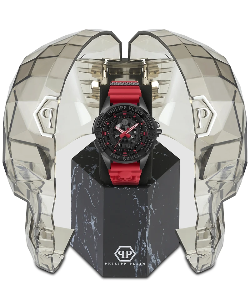 Philipp Plein Men's The Skull Red Silicone Strap Watch 44mm