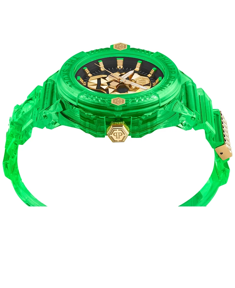 Philipp Plein Unisex The Skull Scuba Duba Green Silicone Strap Watch 44mm