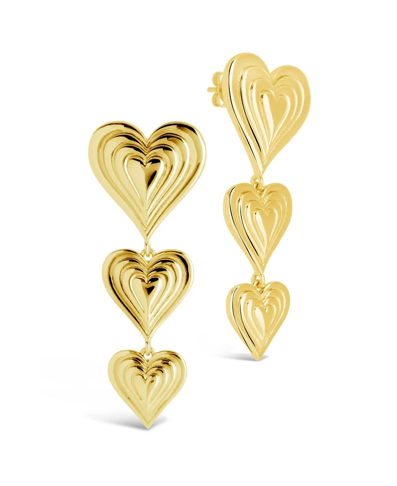 Sterling Forever Silver-Tone or Gold-Tone Beating Heart Drop Studs
