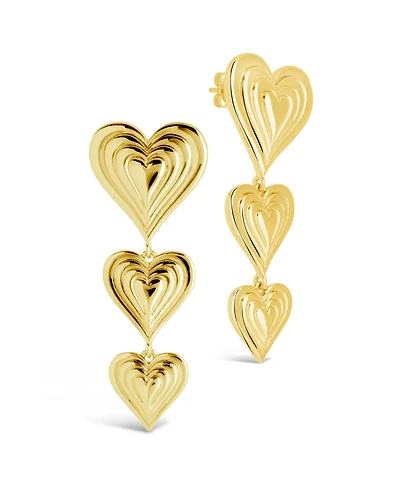 Sterling Forever Silver-Tone or Gold-Tone Beating Heart Drop Studs