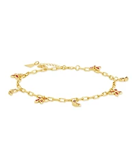 Sterling Forever Silver-Tone or Gold-Tone Pink Cubic Zirconia Butterfly Charm Caria Anklet