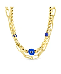 Sterling Forever Gold-Tone or Silver-Tone Blue Beaded Sibyl Layered Necklace