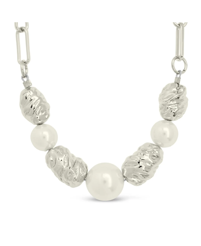 Sterling Forever Gold-Tone or Silver-Tone Beaded and Cultured Pearl Sylvie Statement Necklace