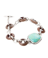 Barse Precious Genuine Turquoise Abstract Link Bracelet