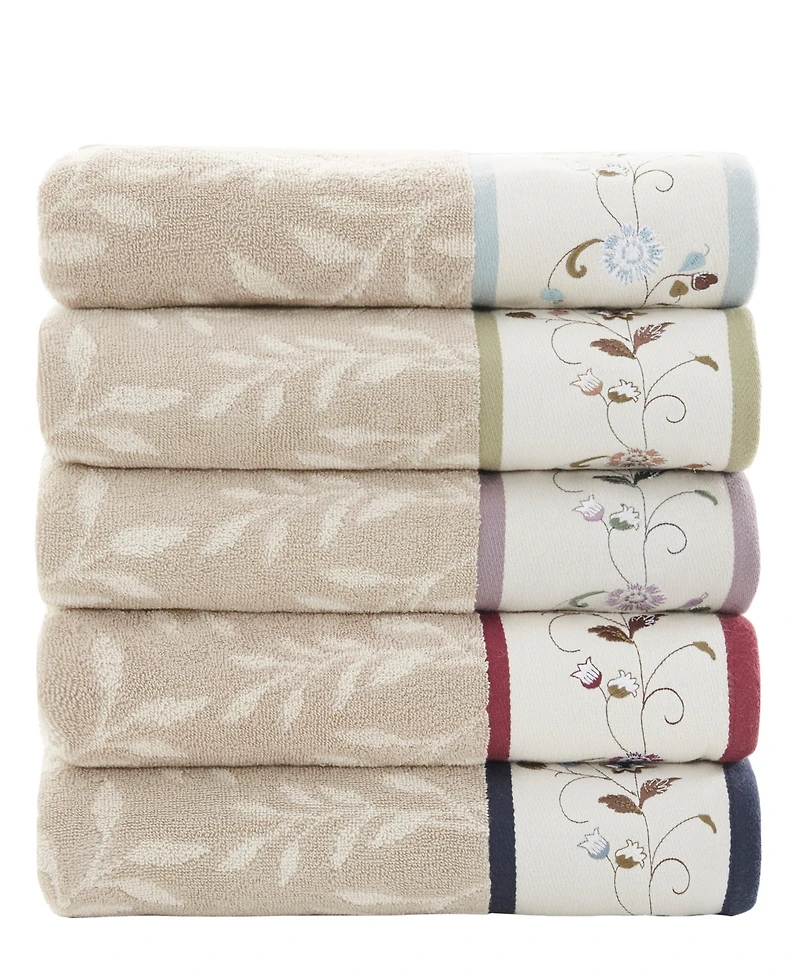 Madison Park Cotton 6-Pc. Embroidered Serene Jacquard Towel Set