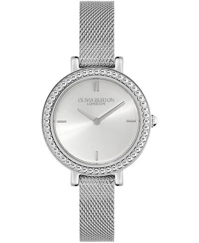 Olivia Burton Women's Vintage-Like Bead Silver-Tone Stainless Steel Mesh Watch 30mm