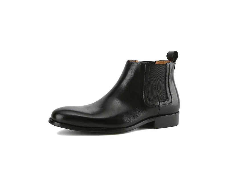 Gino Vitale Men's Handcrafted Genuine Leather Pull-On Chelsea Gore Dress Boot