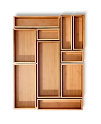 Seville Classics 10-Piece Bamboo Storage Organizer Box Set