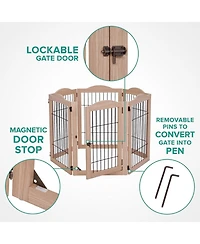 Arf Pets Freestanding Dog Gates, 6-Panel Extension - Walnut