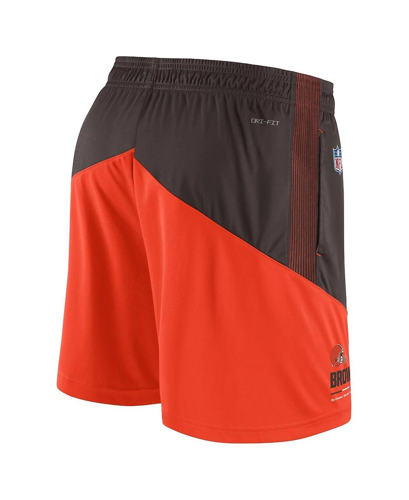 Men's Nike Brown, Orange Cleveland Browns Sideline Primary Lockup Performance Shorts