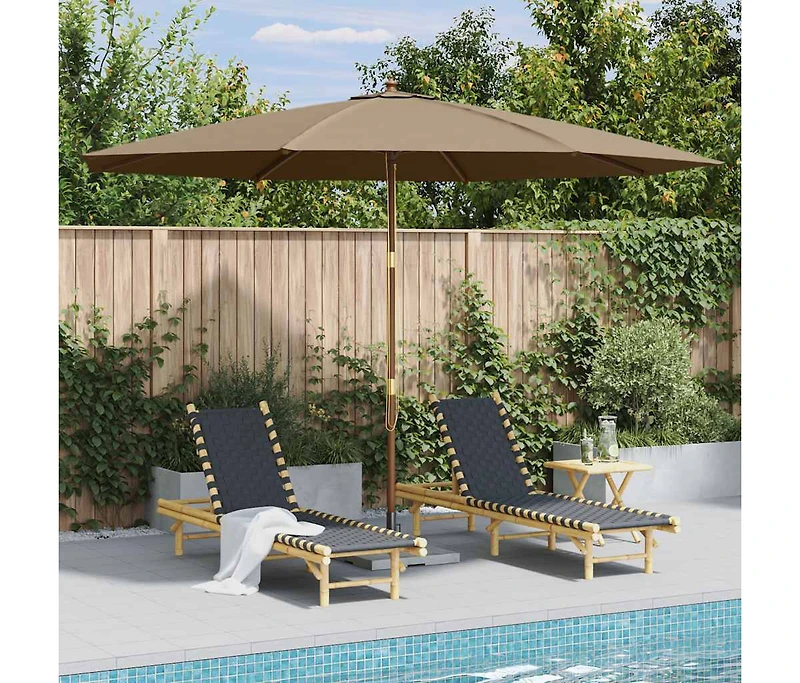 Garden Parasol with Wooden Pole 137.8" Taupe