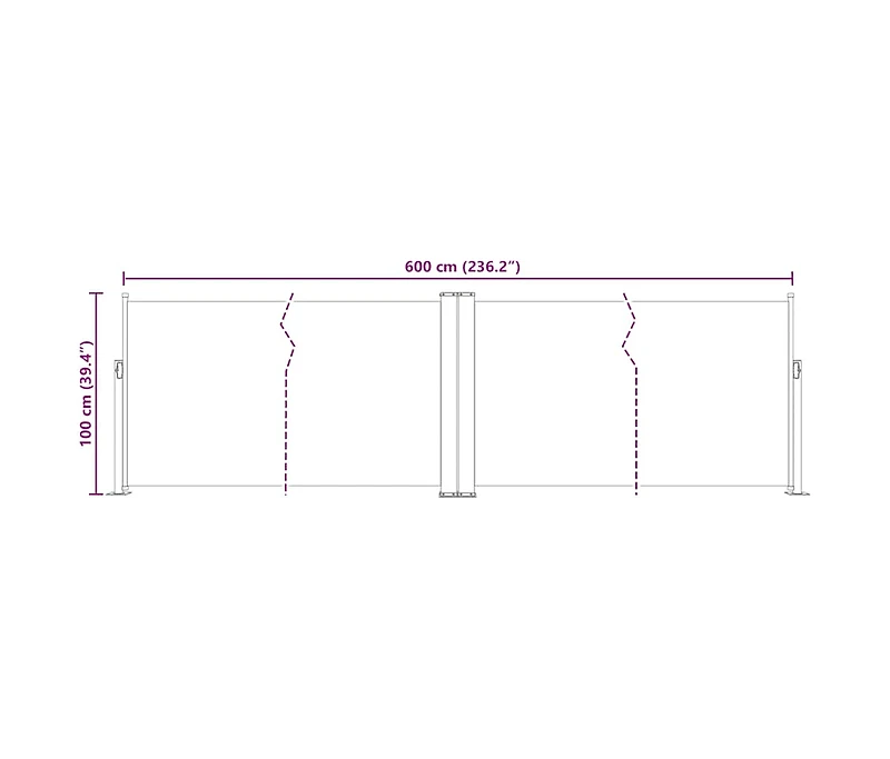 Retractable Side Awning Brown 39.4"x236.2"