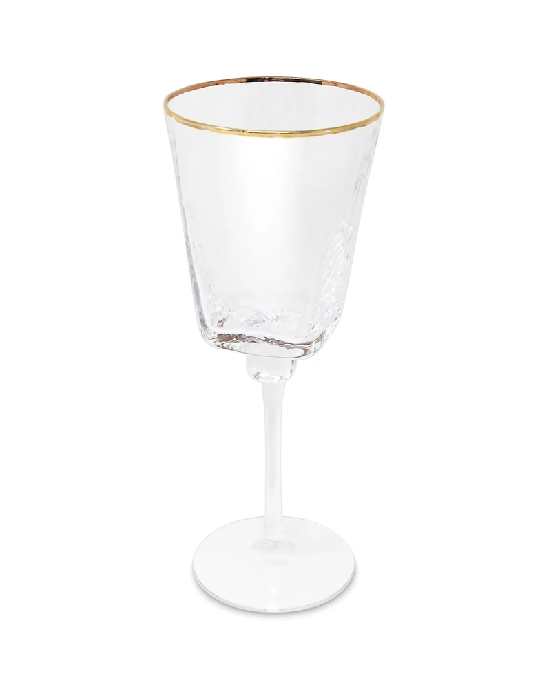 Vivience Square Shaped Rim Hammered Wine Glasses, Set of 6