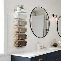 Sorbus Wall Mounted Towel Rack With Shelf - White