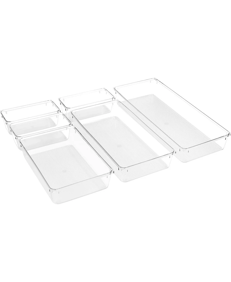 Sorbus Clear Drawer Organizer 5-Piece Set, Multi-Purpose Organizer Bins for Makeup, Vanity, Bathroom, and more