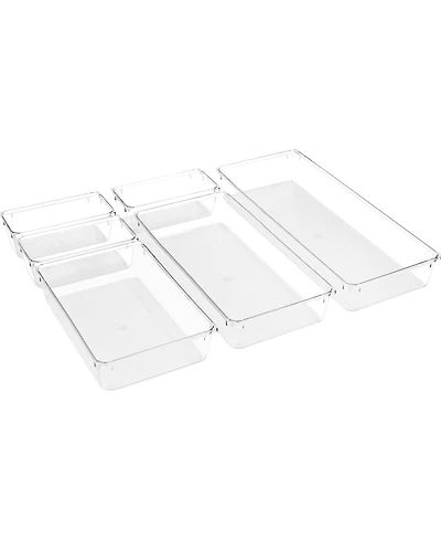 Sorbus Clear Drawer Organizer 5-Piece Set, Multi-Purpose Organizer Bins for Makeup, Vanity, Bathroom, and more