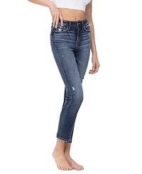 Flying Monkey Women's High Rise Ankle Slim Straight Jeans