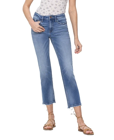 Flying Monkey Women's Mid Rise Cropped Step Hem Straight Jeans