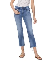 Flying Monkey Women's Mid Rise Cropped Step Hem Straight Jeans