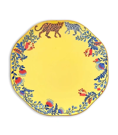 Jessie Zhao New York Amazon Rainforest Bone China Dinner Plate In Yellow