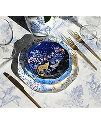 Jessie Zhao New York Amazon Rainforest Bone China Plates In Blue, Set Of Three