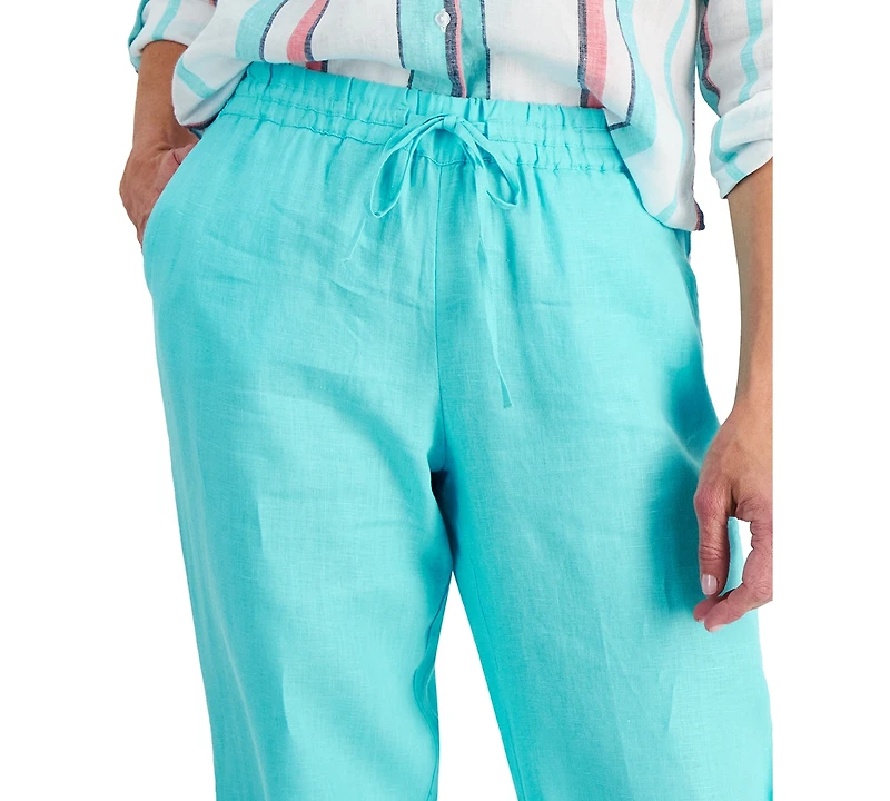 Charter Club Petite 100% Linen Drawstring Pants, Created for Macy's