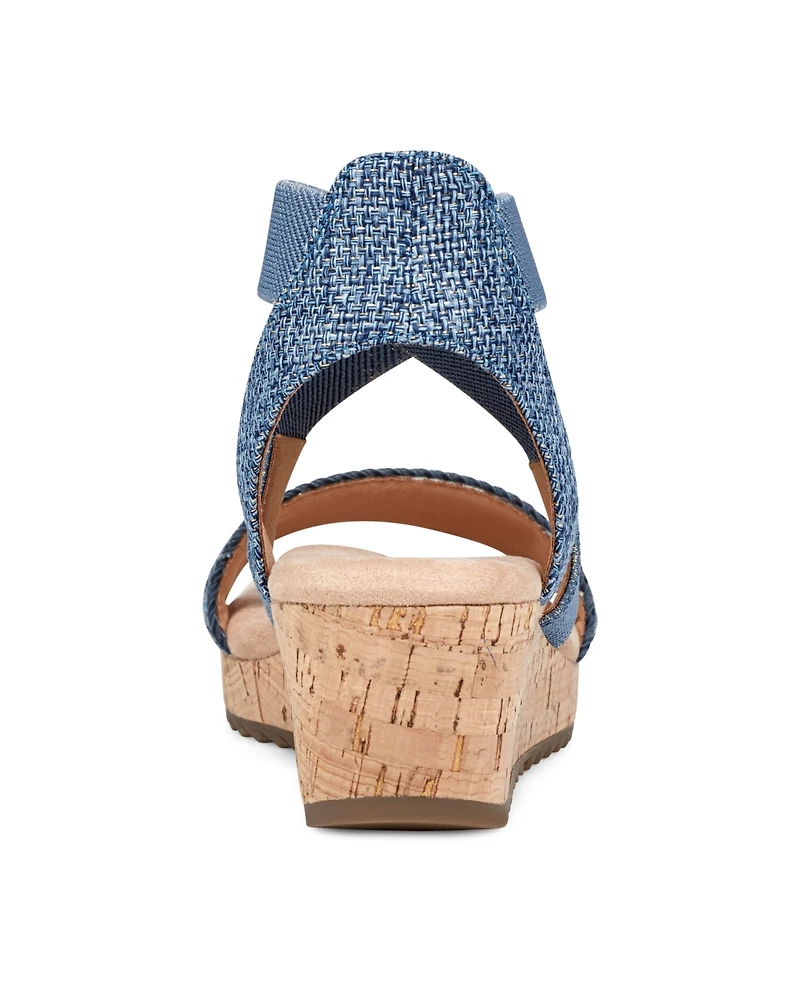 Easy Spirit Women's Lorena Woven Strappy Wedge Sandals