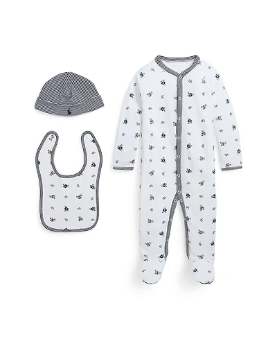 Polo Ralph Lauren Baby Boys Bear Cotton 3 Piece Gift Set