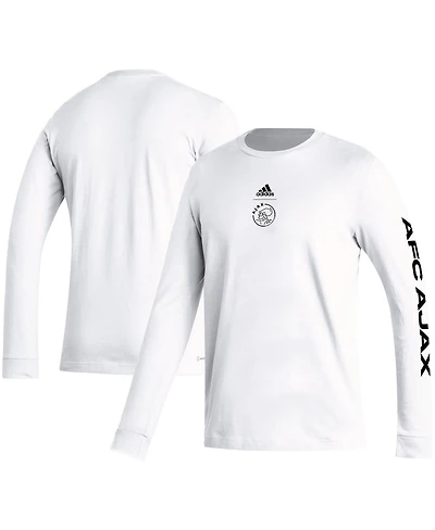 Men's adidas White Ajax Team Crest Long Sleeve T-shirt
