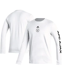 Men's adidas White Ajax Team Crest Long Sleeve T-shirt