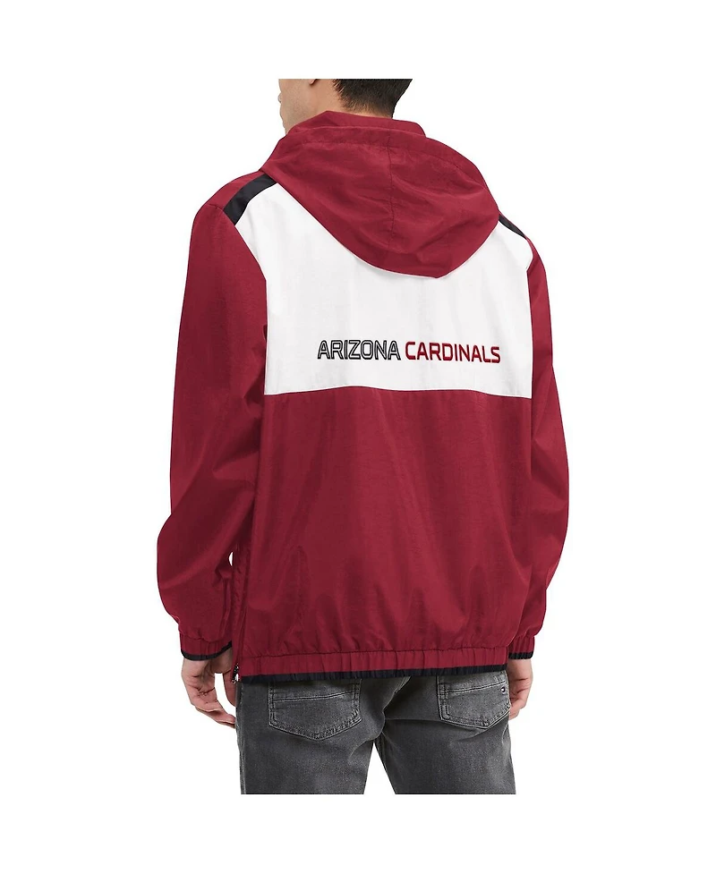 Men's Tommy Hilfiger Cardinal, White Arizona Cardinals Carter Half-Zip Hooded Top