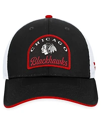 Men's Fanatics Black, White Chicago Blackhawks Fundamental Adjustable Hat