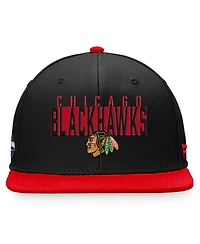 Men's Fanatics Black, Red Chicago Blackhawks Fundamental Colorblocked Snapback Hat