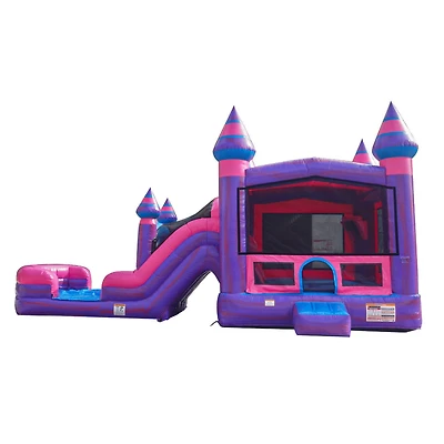 JumpOrange Purplish Commercial Grade Bounce House Water Slide Combo with Pool for Kids and Adults (with Blower), Basketball Hoop, Wet Dry Use, Outdoor