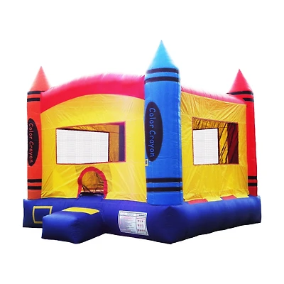 HeroKiddo Crayon Inflatable Bounce House Backyard Party Moonwalk Size 13'x13' (with Air Blower), Commercial Grade Pvc Vinyl, for Kids and Adults, Outd