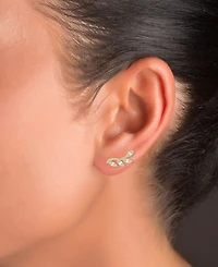 Cubic Zirconia Vine-Inspired Ear Climbers in 14k Gold-Plated Sterling Silver