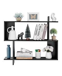 Danya B Manasa Floating Geometric Kilter Two-Tier Wall Shelf
